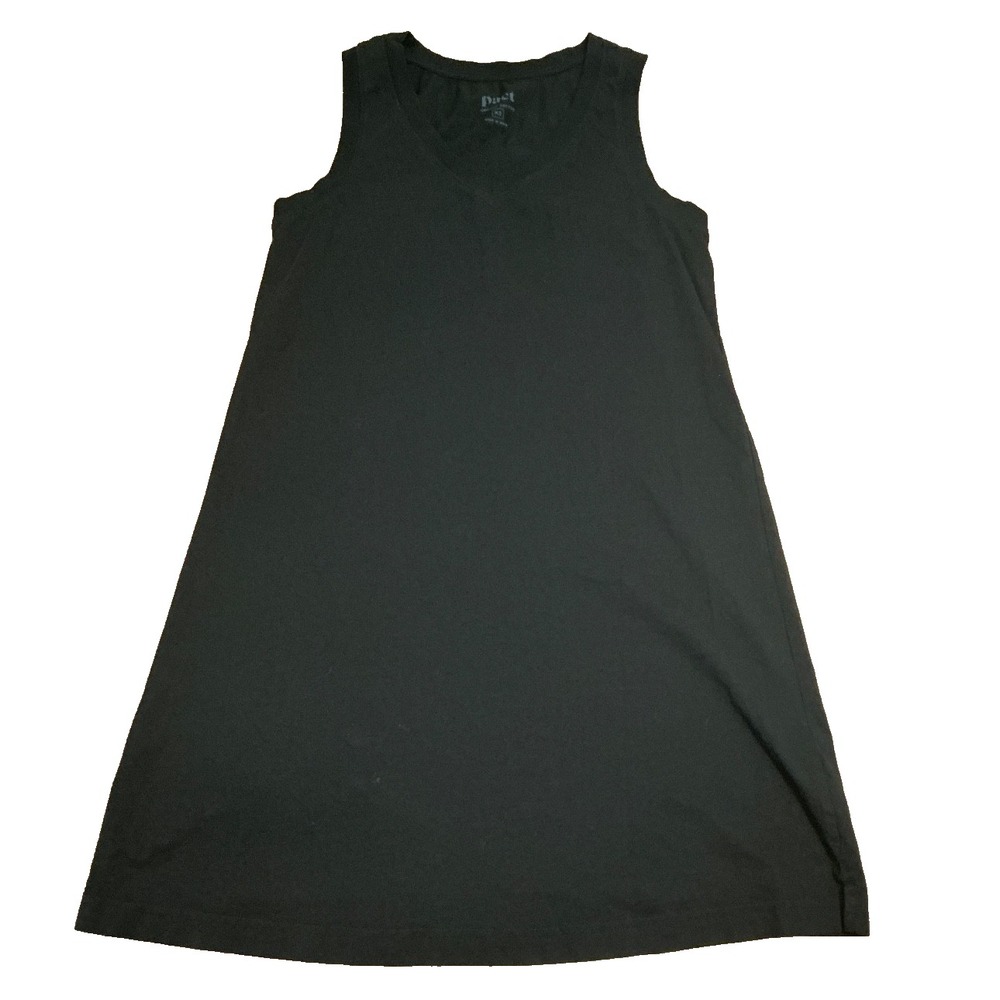 Pact 100% Organic Cotton V Neck Softspun Tank Dress Basic Everday Black Sz XS